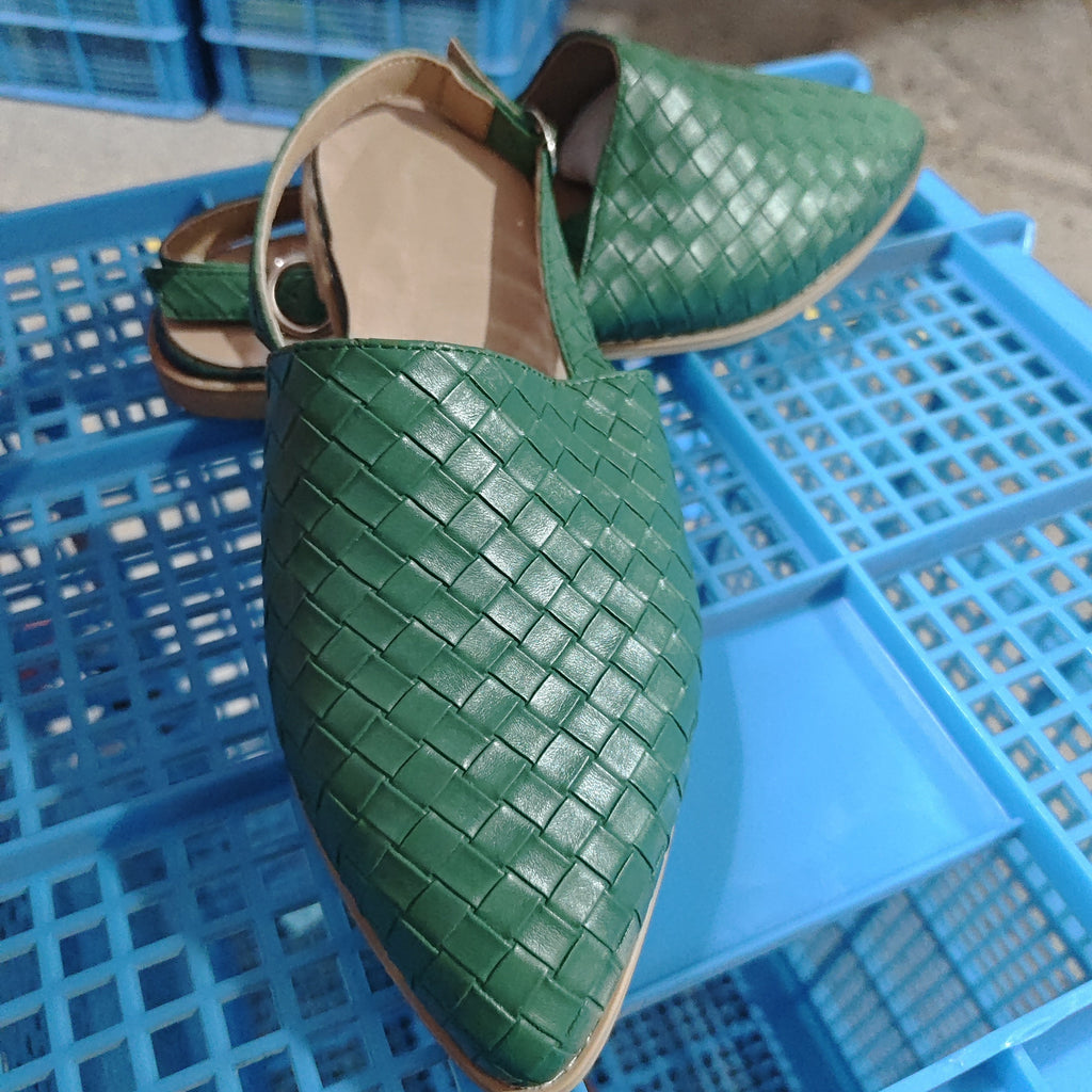 Woven Leather Flat Sandals