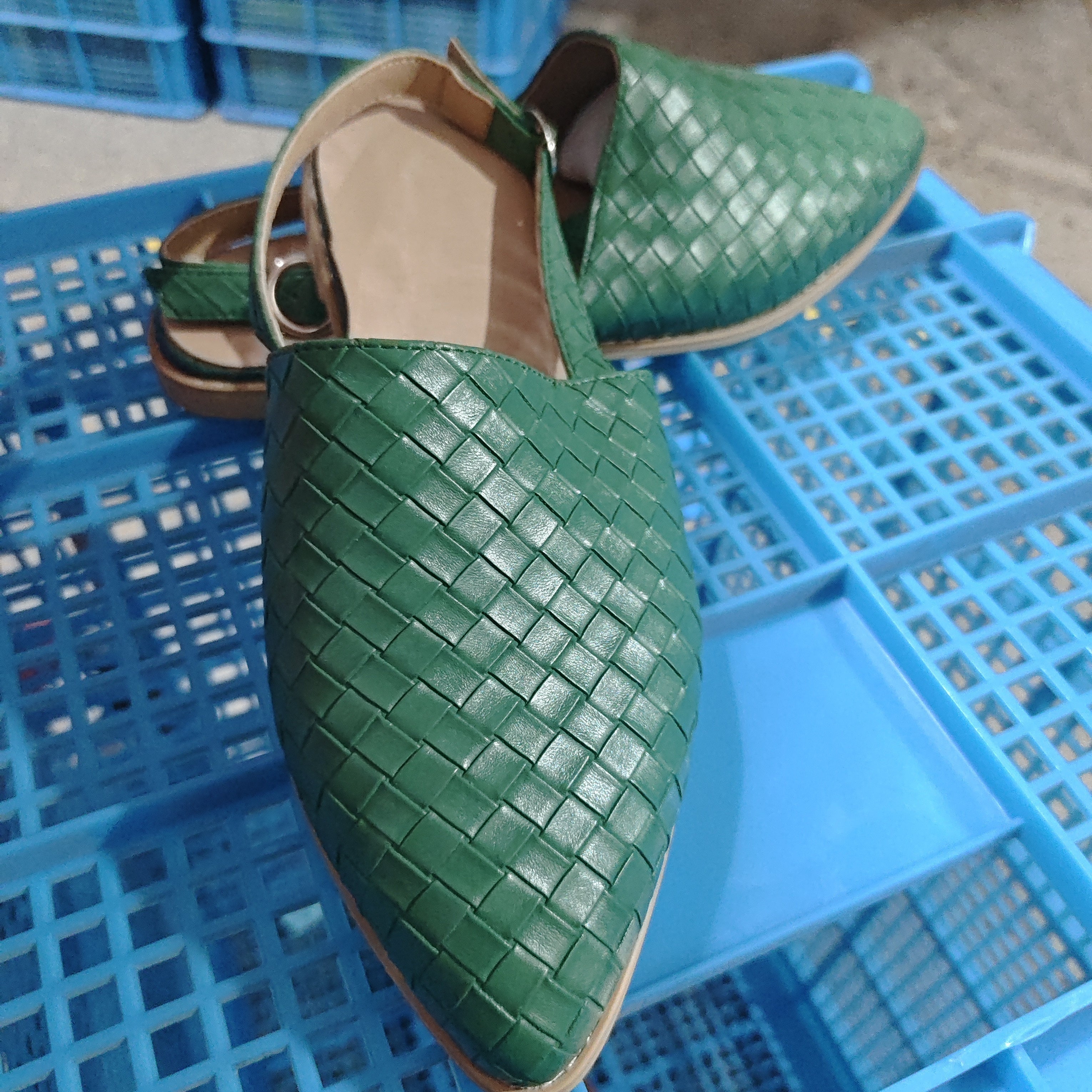 Woven Leather Flat Sandals