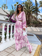 Elegant V-Neck Floral Maxi Dress