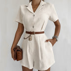 Casual Elegance Linen Short Jumpsuit
