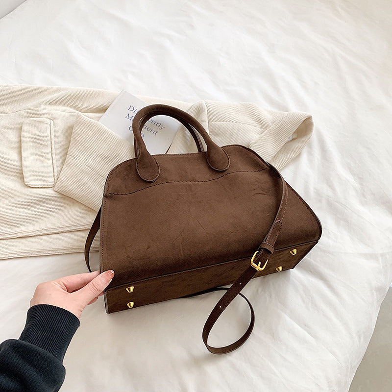 Retro Side-Buckle Top Handle Tote Bag