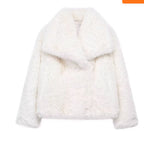 Winter Luxury Fur Lapel Winter Plush Coat