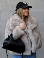 Winter Luxury Fur Lapel Winter Plush Coat