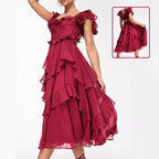 Short-sleeved ruffled summer dress