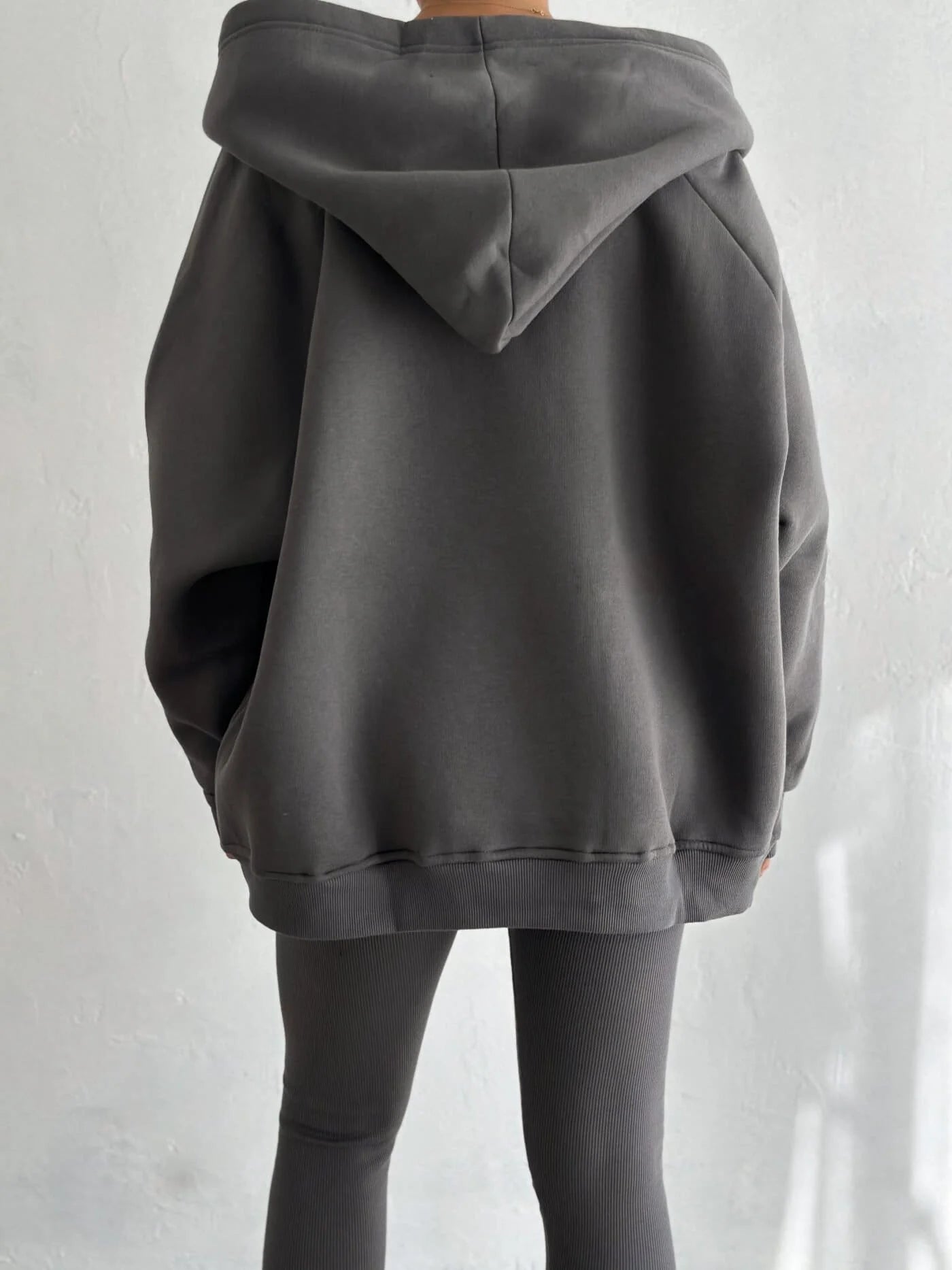 Women’s Casual 3-Piece Sport Suit | Oversized Hoodie, Padded Vest, and Slim Tapered Pants.