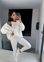 Women’s Casual 3-Piece Sport Suit | Oversized Hoodie, Padded Vest, and Slim Tapered Pants.