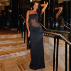 Long lace dress with straps