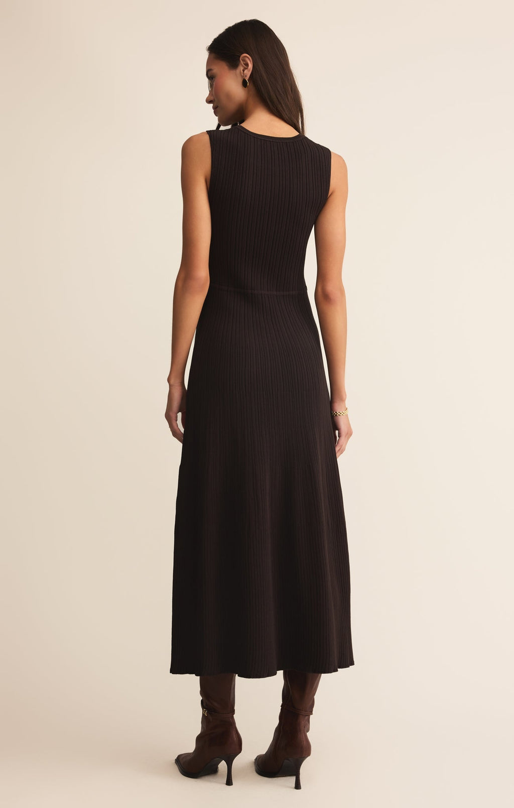 Robe pull midi Elba – Robe midi moulante en maille à manches courtes pour femme – Mélange de rayonne