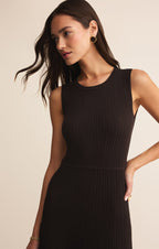Robe pull midi Elba – Robe midi moulante en maille à manches courtes pour femme – Mélange de rayonne