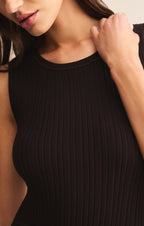 Robe pull midi Elba – Robe midi moulante en maille à manches courtes pour femme – Mélange de rayonne