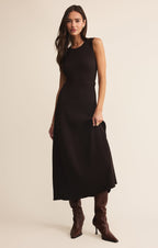 Robe pull midi Elba – Robe midi moulante en maille à manches courtes pour femme – Mélange de rayonne