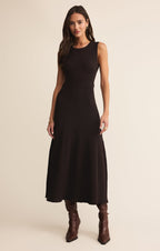 Robe pull midi Elba – Robe midi moulante en maille à manches courtes pour femme – Mélange de rayonne