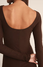 Robe midi en maille plumetis Spellbound – Robe ajustée à manches longues et superposition transparente pour femme