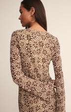 Robe longue Campbell - Robe de soirée en crêpe à manches longues et col bateau pour femme