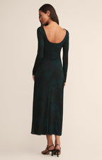Robe midi en maille florale Spellbound - Robe transparente ajustée à manches longues imprimée pour femme