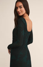 Robe midi en maille florale Spellbound - Robe transparente ajustée à manches longues imprimée pour femme