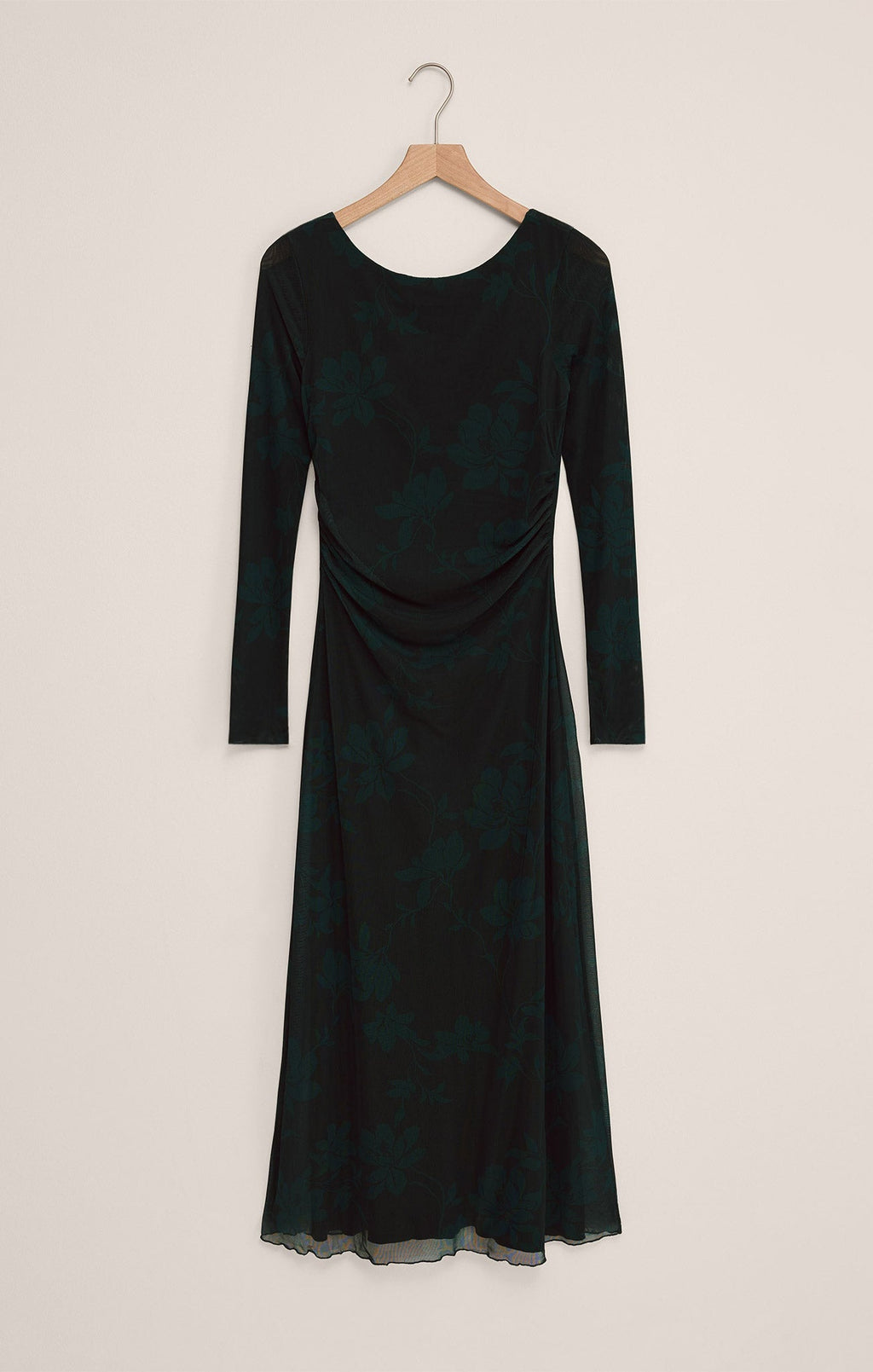 Robe midi en maille florale Spellbound - Robe transparente ajustée à manches longues imprimée pour femme
