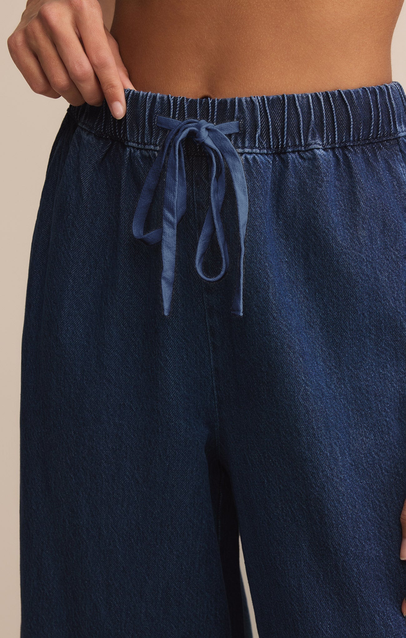 Pantalon Weston Luxe en Jean Doux - Pantalon Cheville Taille Haute en Lyocell et Coton Mélangés pour Femme