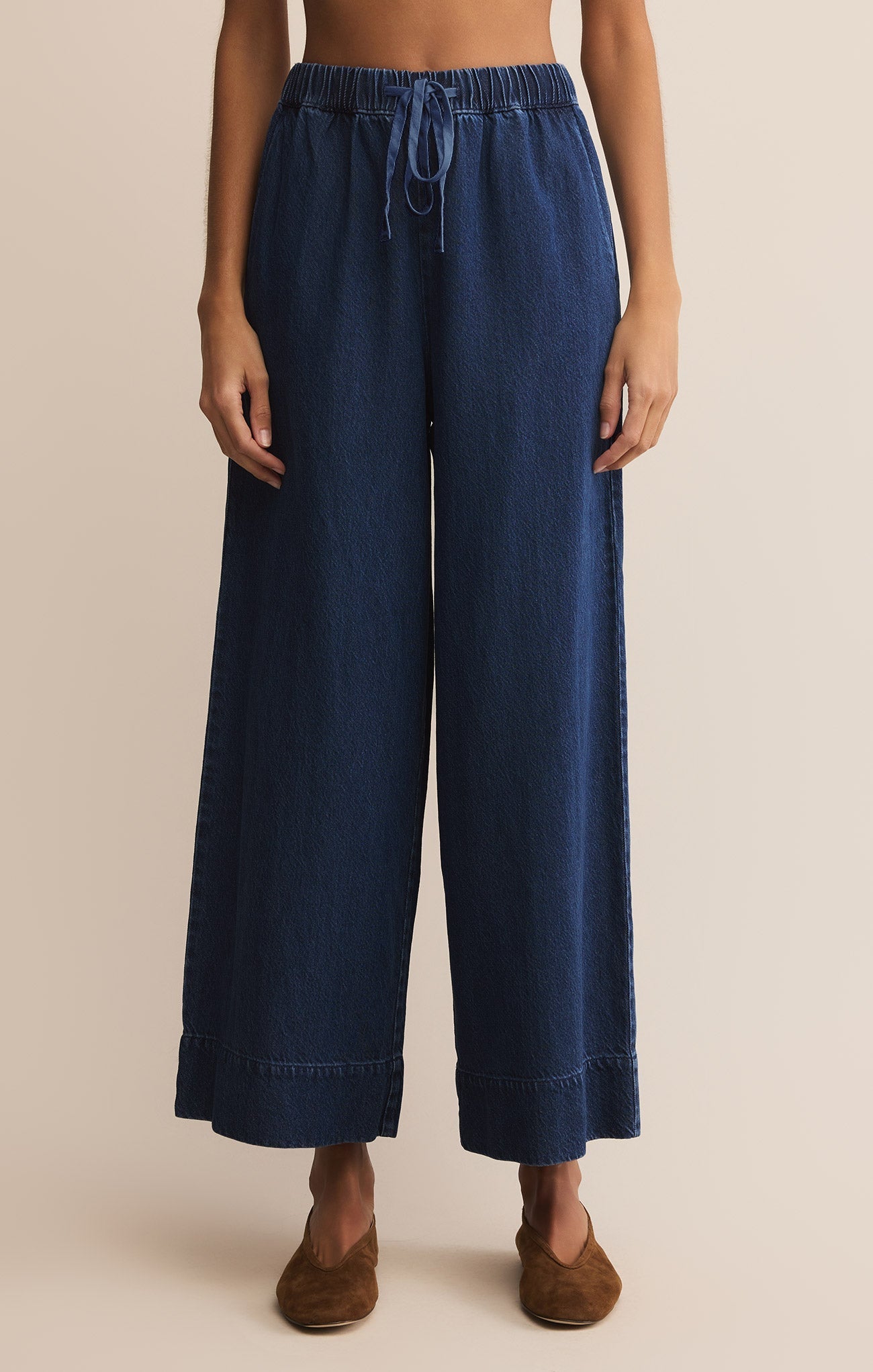 Pantalon Weston Luxe en Jean Doux - Pantalon Cheville Taille Haute en Lyocell et Coton Mélangés pour Femme