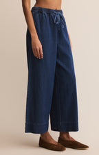 Pantalon Weston Luxe en Jean Doux - Pantalon Cheville Taille Haute en Lyocell et Coton Mélangés pour Femme