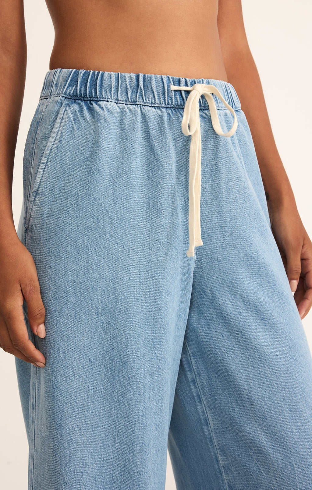 Pantalon Weston Luxe en Jean Doux - Pantalon Cheville Taille Haute en Lyocell et Coton Mélangés pour Femme