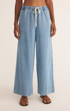 Pantalon Weston Luxe en Jean Doux - Pantalon Cheville Taille Haute en Lyocell et Coton Mélangés pour Femme