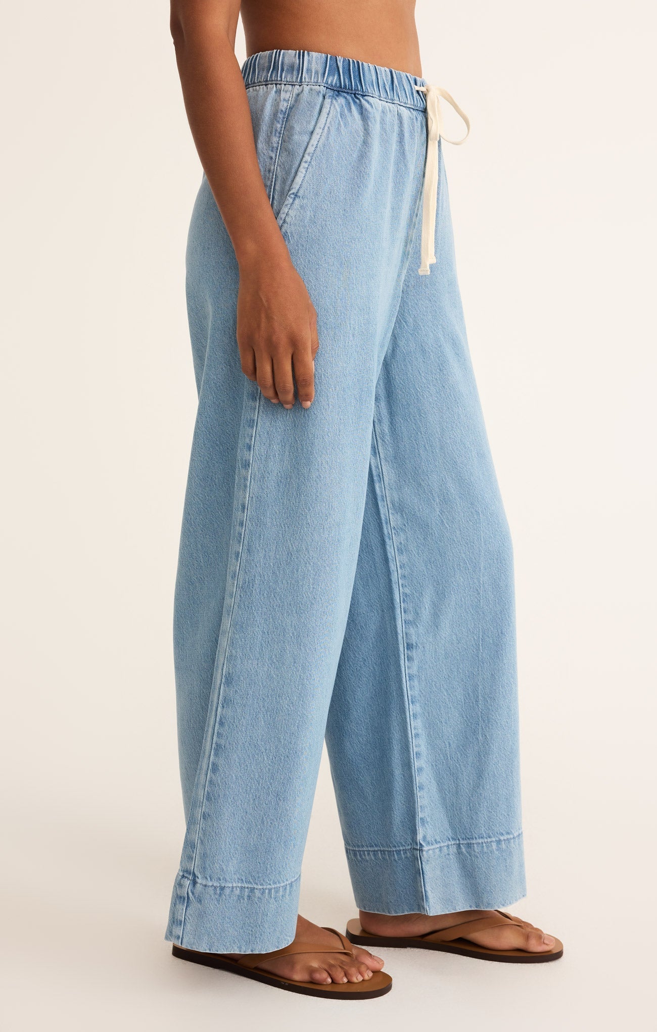Pantalon Weston Luxe en Jean Doux - Pantalon Cheville Taille Haute en Lyocell et Coton Mélangés pour Femme