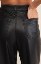 Pantalon en similicuir coupe large Marli - Pantalon taille haute en polyuréthane ultra-doux pour femme