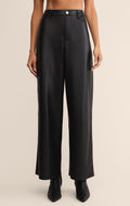 Pantalon en similicuir coupe large Marli - Pantalon taille haute en polyuréthane ultra-doux pour femme