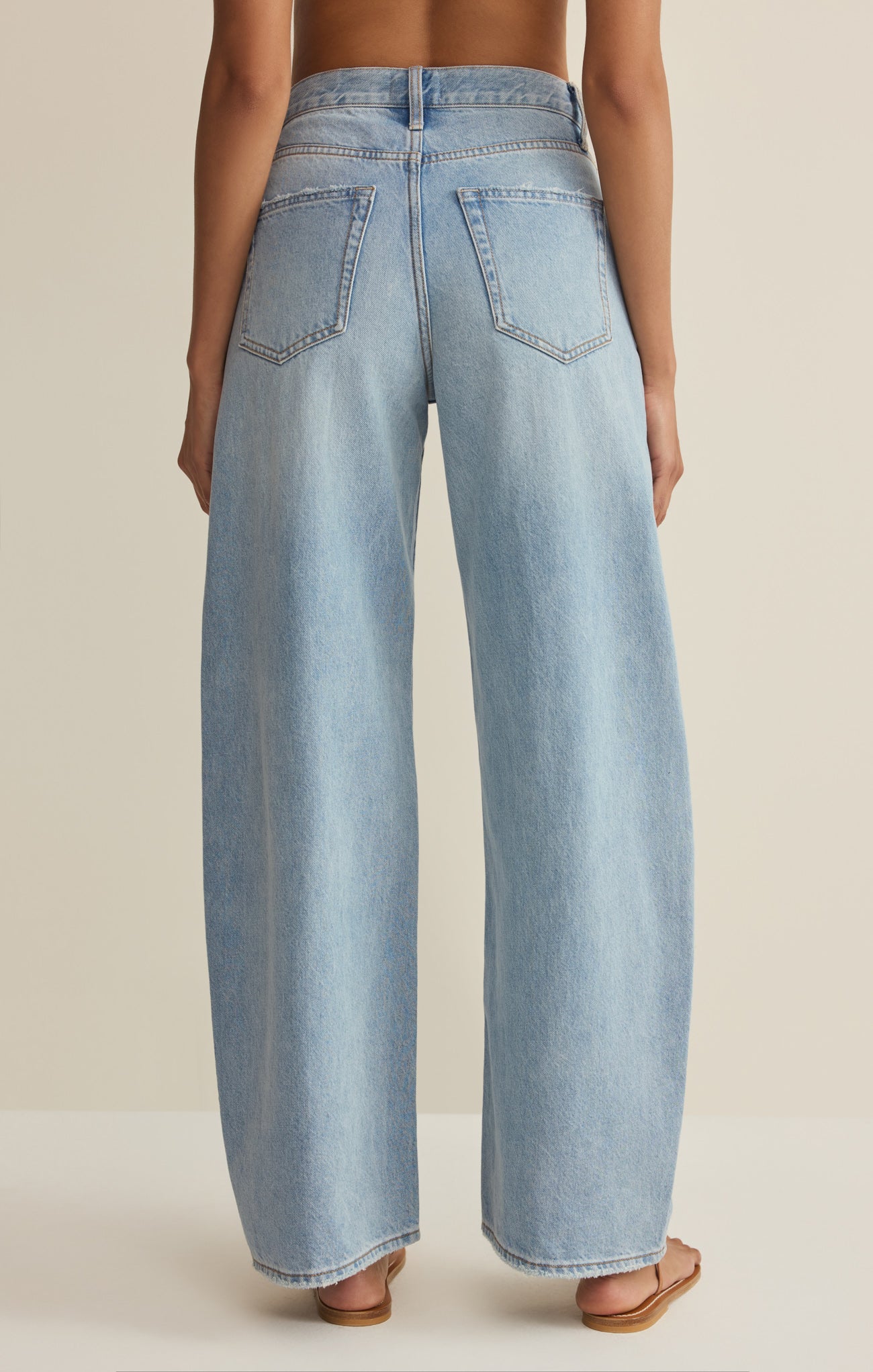 Pantalon Remi High Rise Denim - Jean large 100 % coton pour femme - Longueur cheville