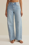 Pantalon Remi High Rise Denim - Jean large 100 % coton pour femme - Longueur cheville