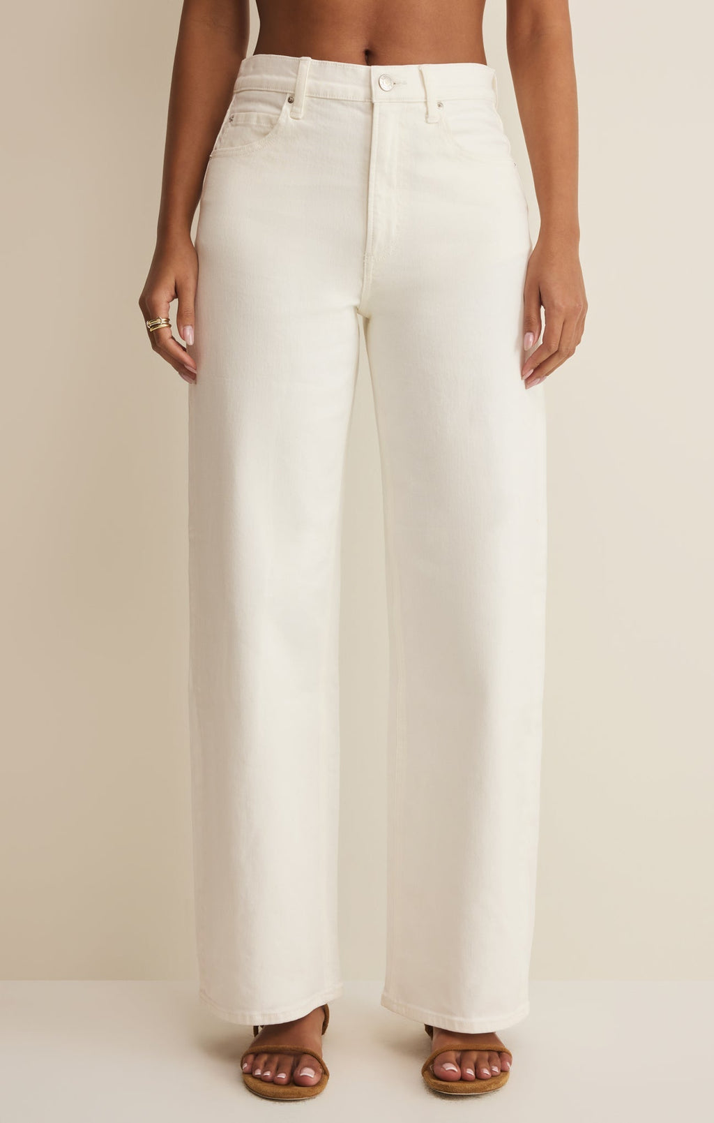 Pantalon Remi en jean taille haute - Jean large confortable et extensible pour femme - Longueur totale