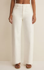 Pantalon Remi en jean taille haute - Jean large confortable et extensible pour femme - Longueur totale