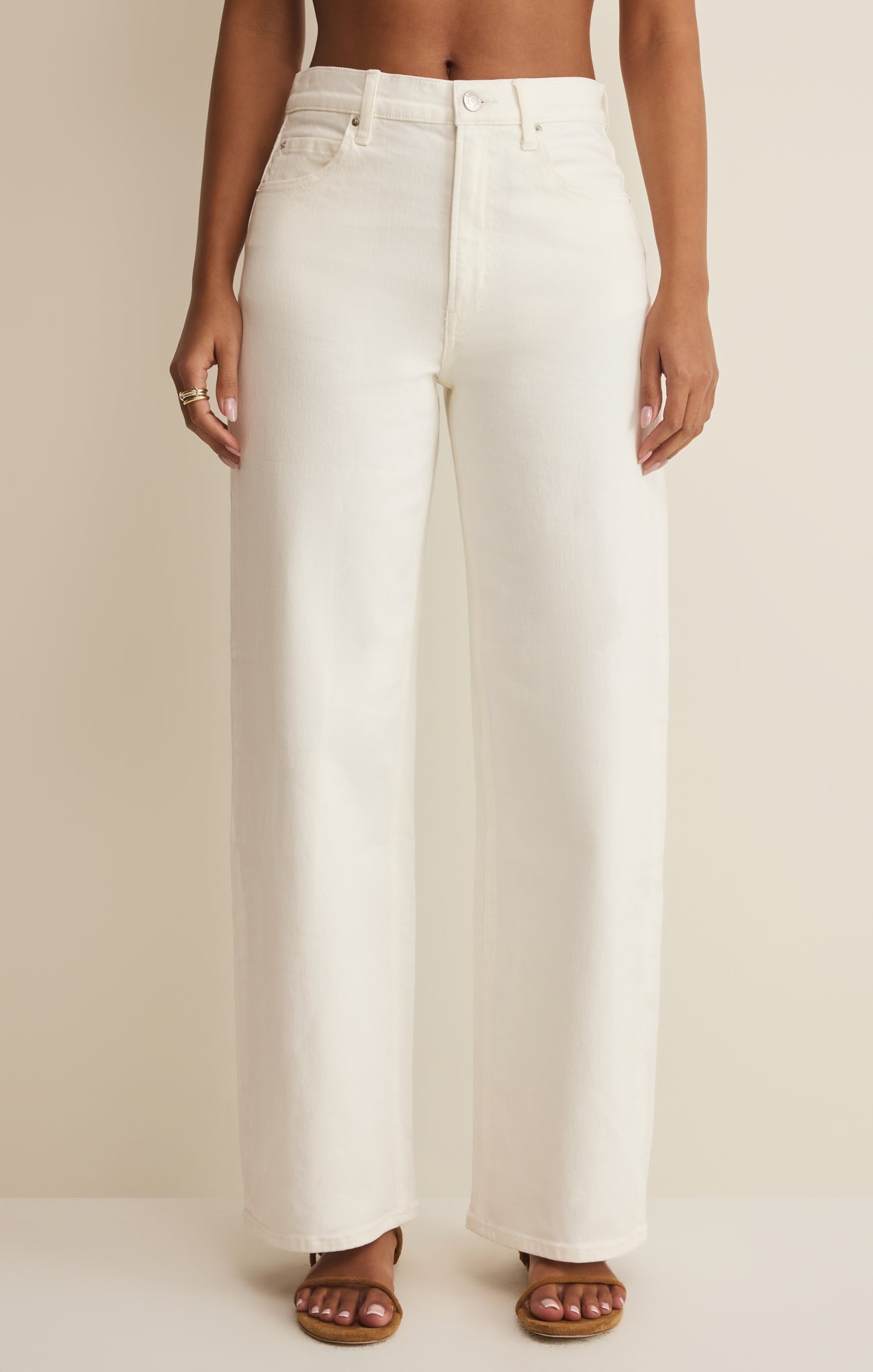 Pantalon Remi en jean taille haute - Jean large confortable et extensible pour femme - Longueur totale