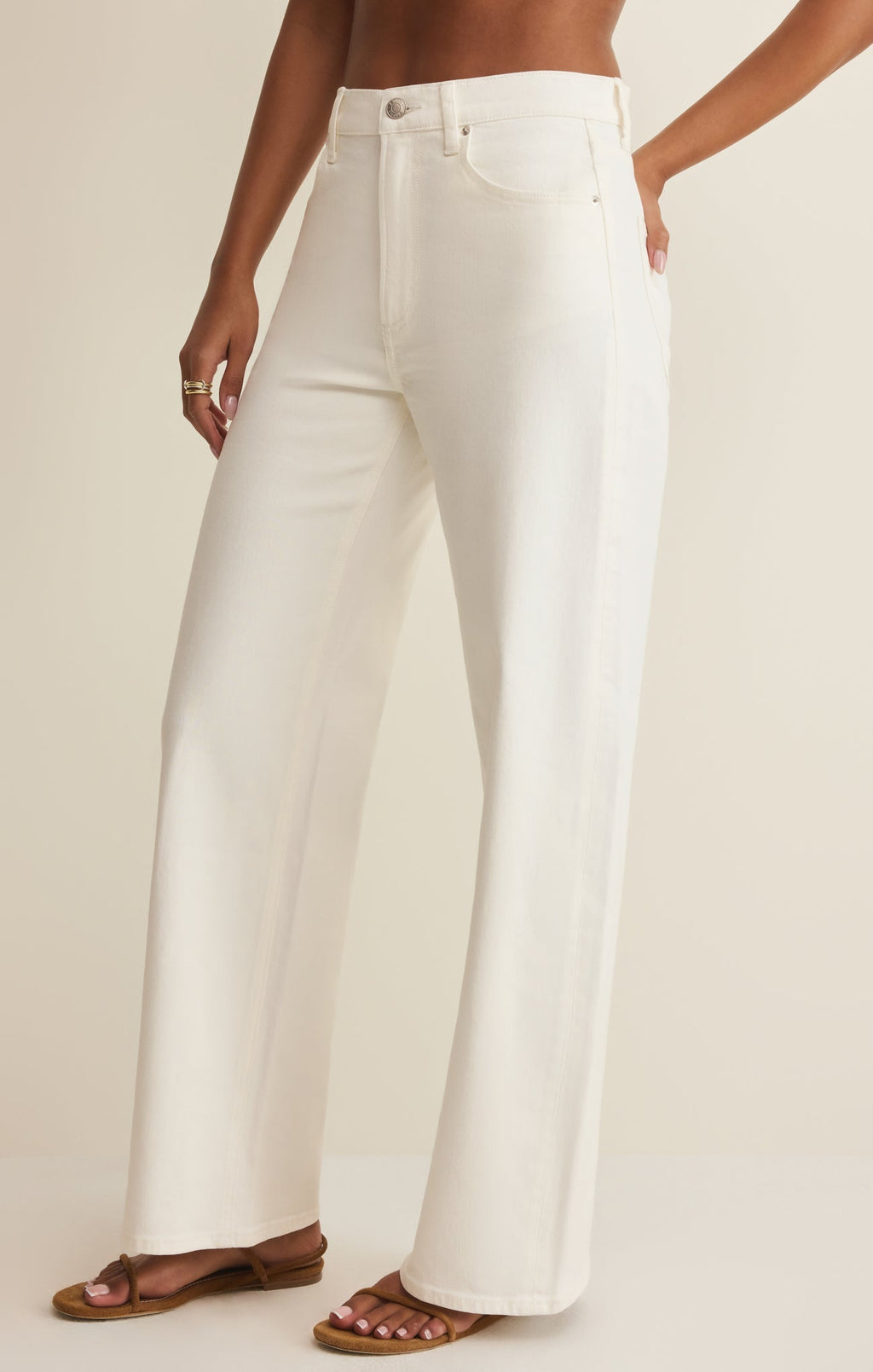 Pantalon Remi en jean taille haute - Jean large confortable et extensible pour femme - Longueur totale