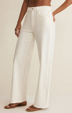 Pantalon Remi en jean taille haute - Jean large confortable et extensible pour femme - Longueur totale