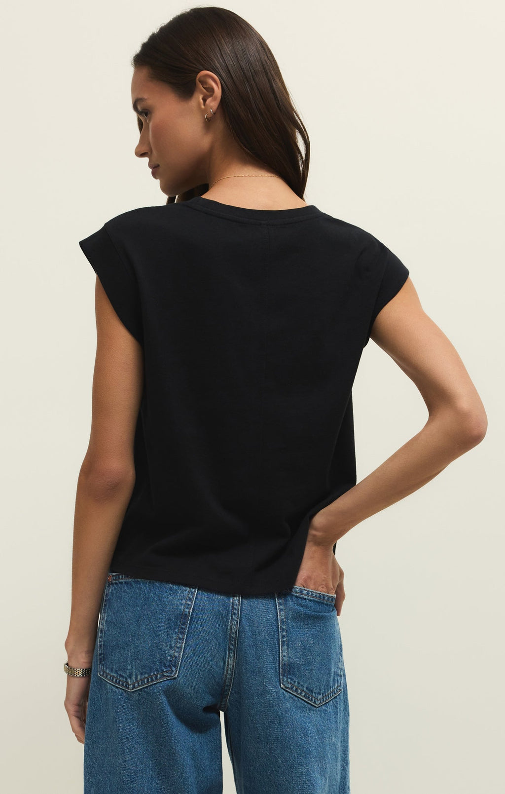 Haut en jersey de coton Camino – T-shirt ras-du-cou 100 % coton pour femme avec manches originales