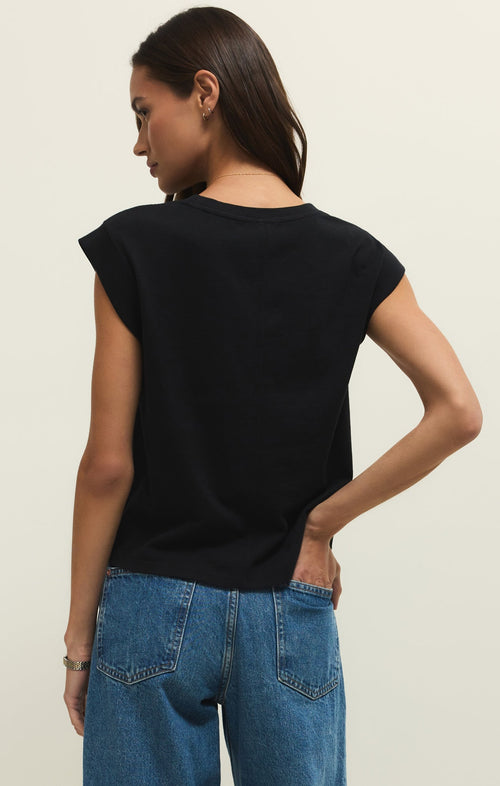 Haut en jersey de coton Camino – T-shirt ras-du-cou 100 % coton pour femme avec manches originales