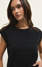 Haut en jersey de coton Camino – T-shirt ras-du-cou 100 % coton pour femme avec manches originales