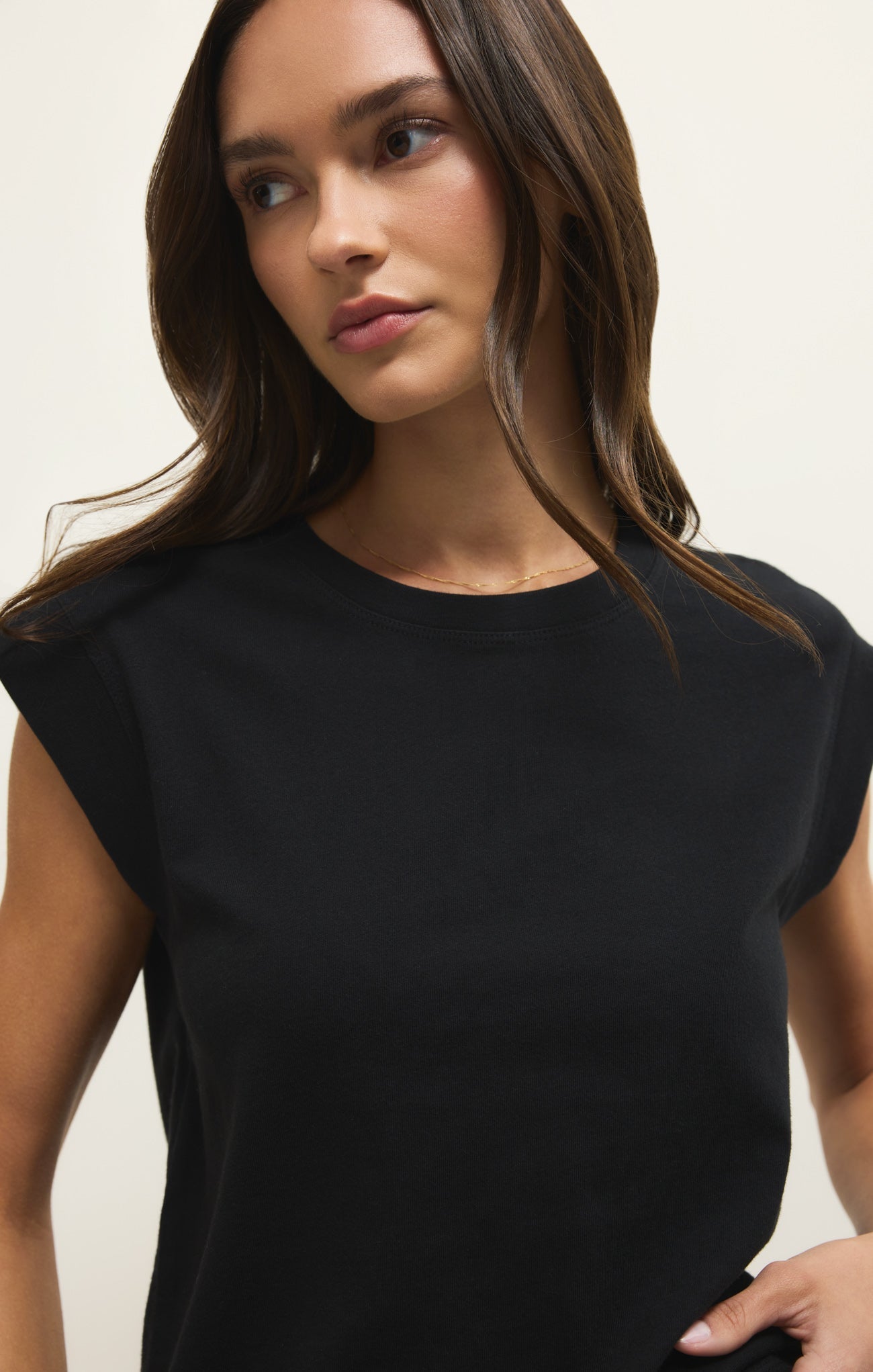 Haut en jersey de coton Camino – T-shirt ras-du-cou 100 % coton pour femme avec manches originales