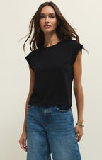 Haut en jersey de coton Camino – T-shirt ras-du-cou 100 % coton pour femme avec manches originales