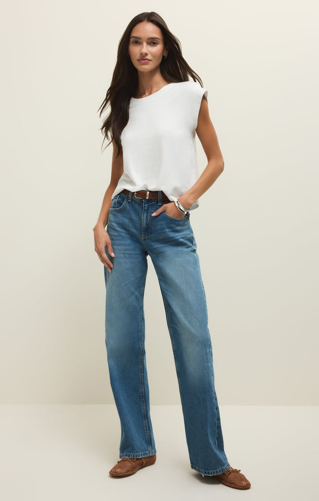 Haut en jersey de coton Camino – T-shirt ras-du-cou 100 % coton pour femme avec manches originales