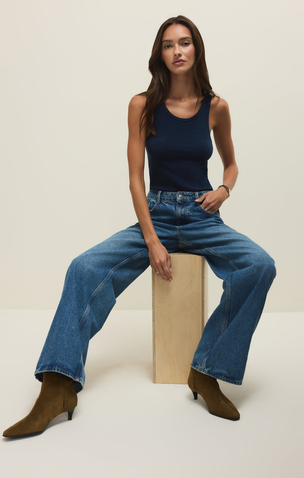 Débardeur à encolure dégagée Slub Classique - Débardeur en jersey brossé léger 100 % coton pour femme