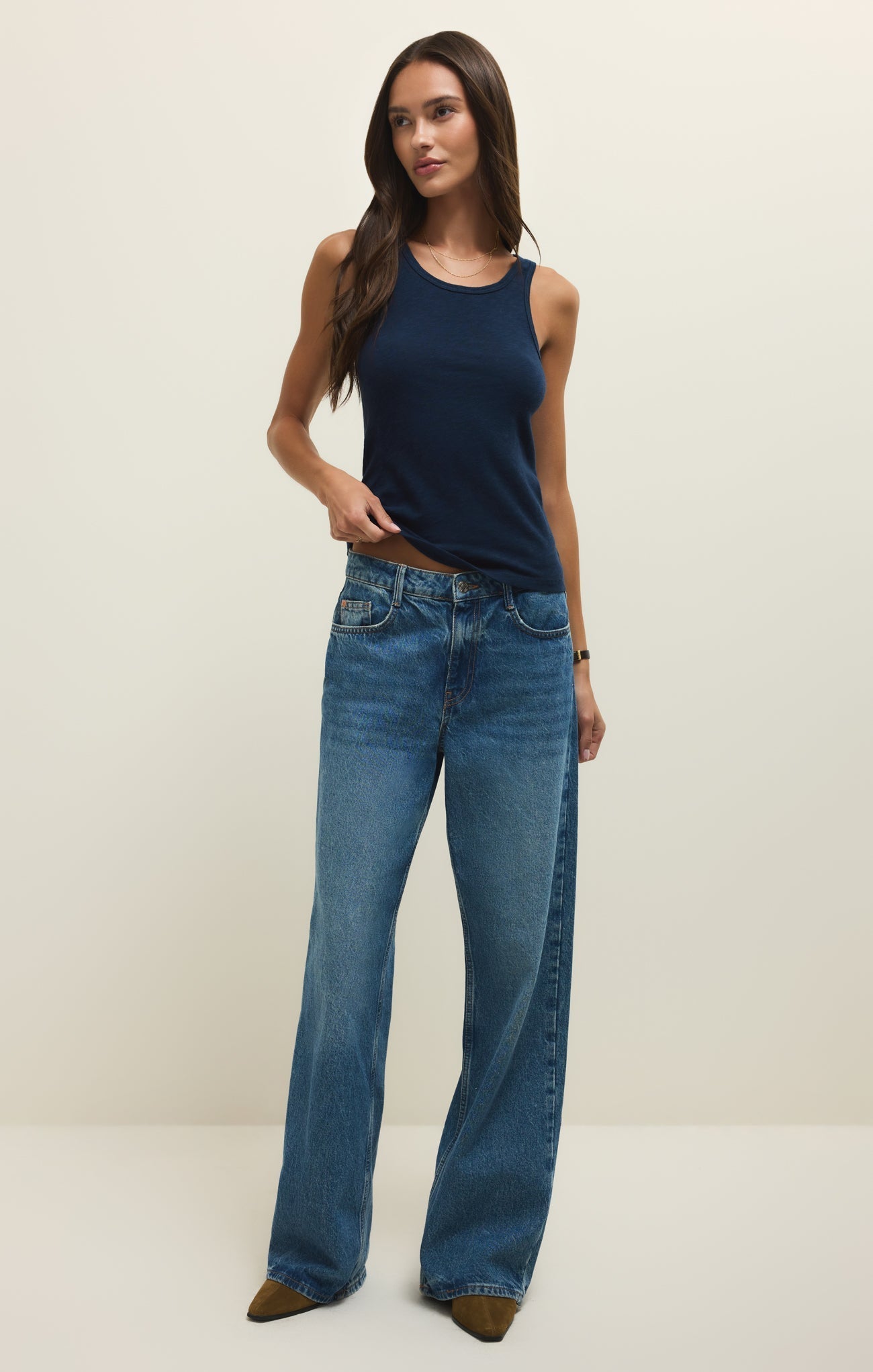 Débardeur à encolure dégagée Slub Classique - Débardeur en jersey brossé léger 100 % coton pour femme