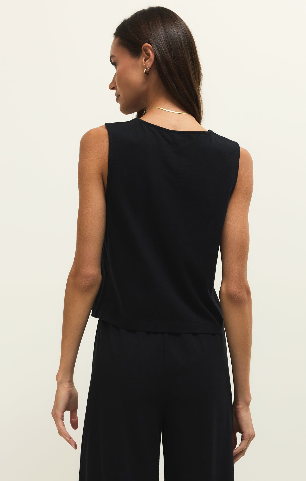 Haut sans manches Noelle Jersey - Débardeur 100 % coton avec col en V boutonné et délavage minéral pour femme