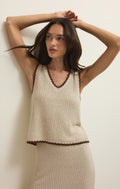 Débardeur Yessenia Whipstitch – Haut en maille sans manches à col en V avec bordure contrastée pour femme