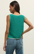 Débardeur Yessenia Whipstitch – Haut en maille sans manches à col en V avec bordure contrastée pour femme