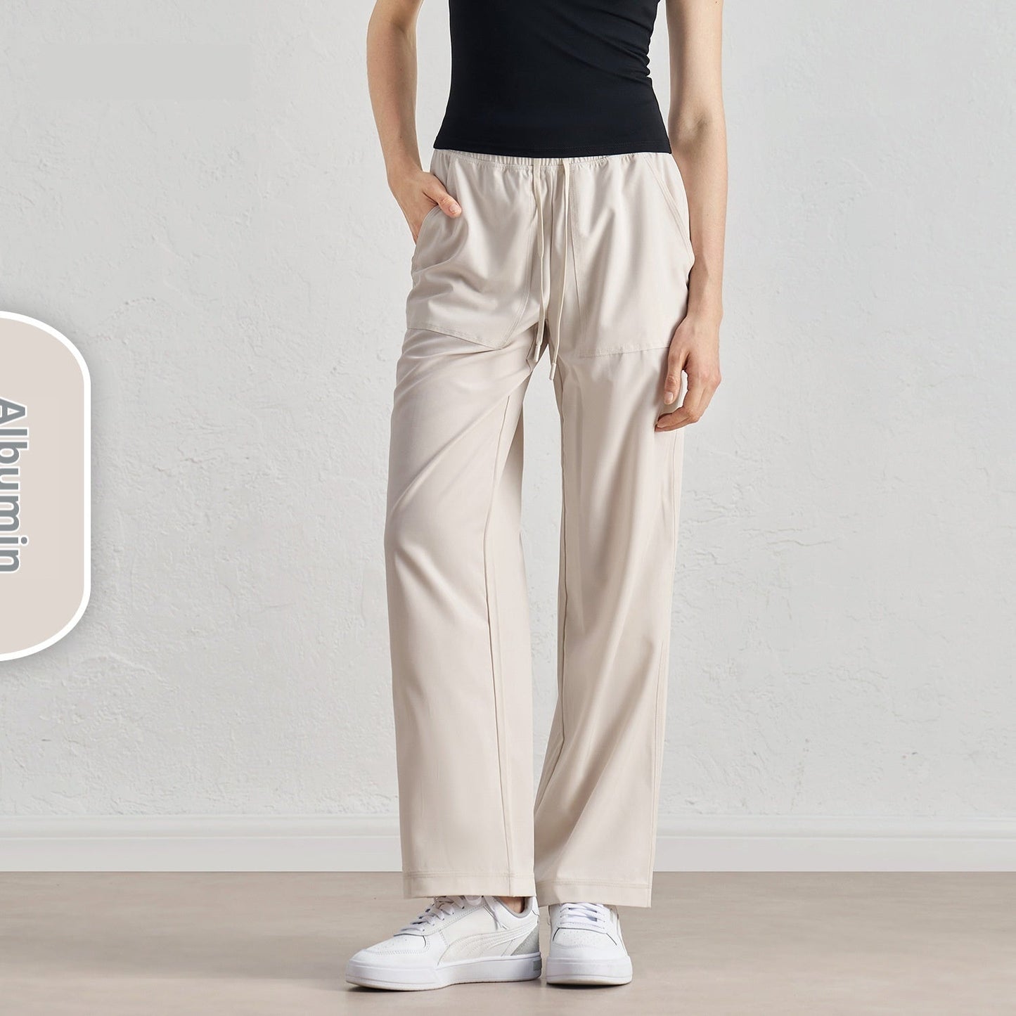 Women's High-Waist Wide-Leg Paratrooper Pants - Casual Drawstring Baggy Trousers
