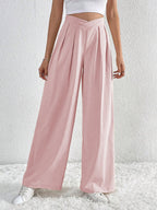 Elena High-Waist Pleated Wide-Leg Pants | Chic Flowy Dress Slacks