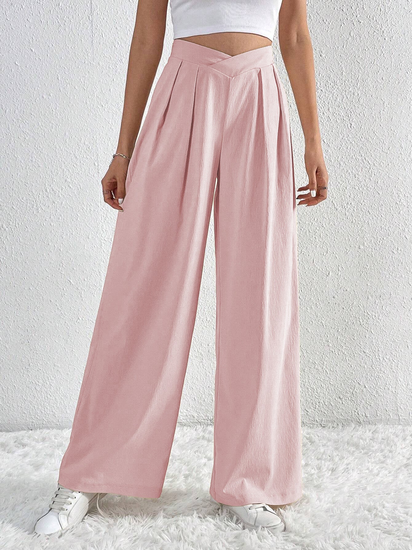 Elena High-Waist Pleated Wide-Leg Pants | Chic Flowy Dress Slacks